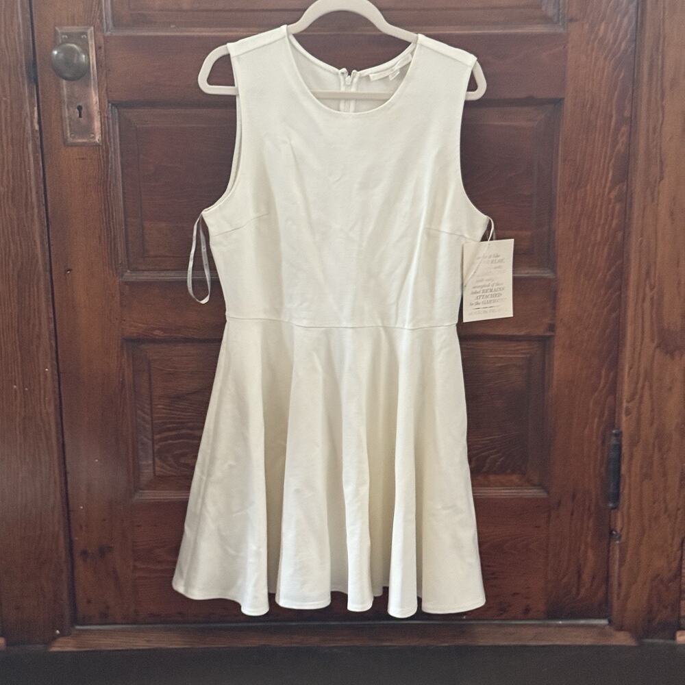 Boston Proper Ivory White Sleeveless Fit & Flare Dress Size 12 Part Cocktail